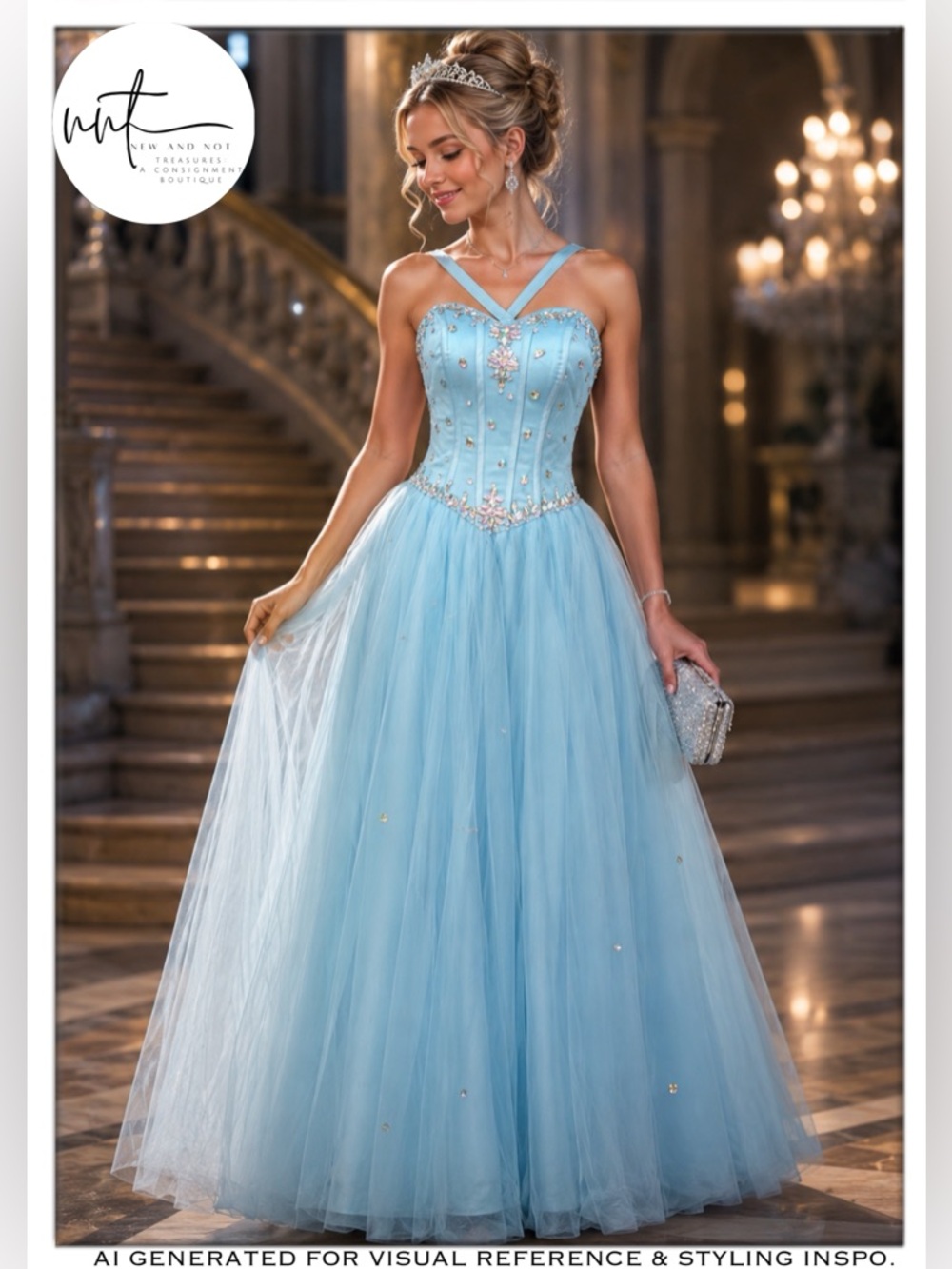 Vintage Blue Ball Gown Size 2 Corset Back Formal Prom Pageant Dress Princess